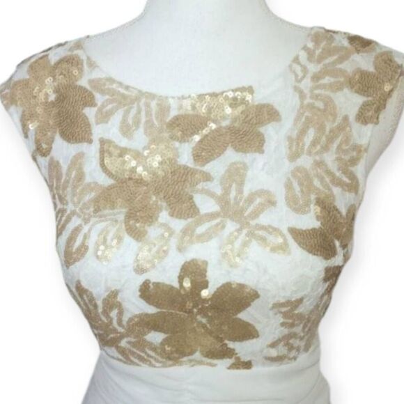 TAWNY WHITE & GOLD SEQUIN GOWN SZ.S EUC. - Picture 3 of 8